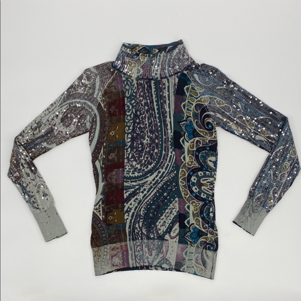 ETRO Paisley Sequin Turtleneck